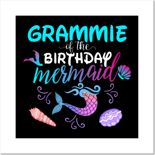 Grammie Of The Birthday Mermaid Matching Family Posters and Art